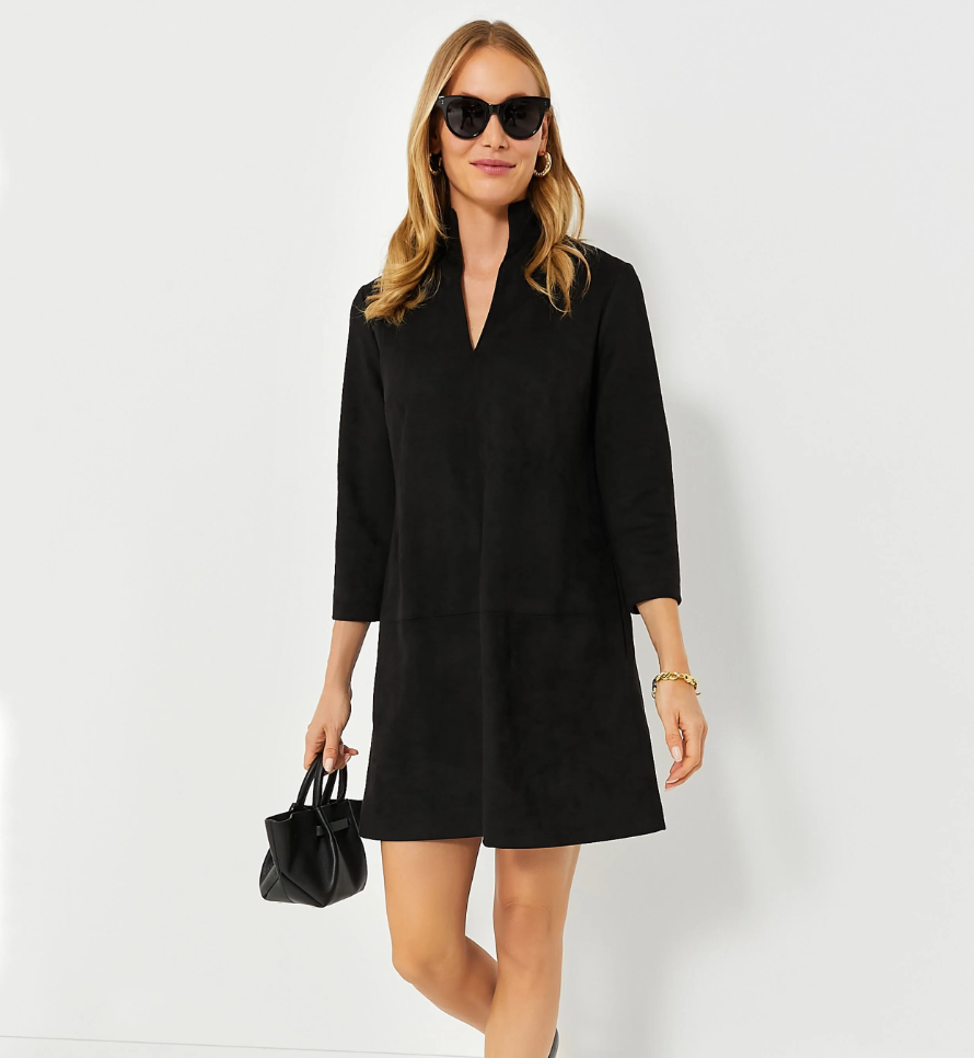 suede black dress AS by DF Demeter Stretch Suede Dress