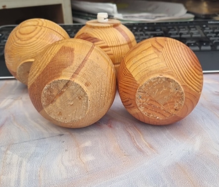 Wooden Pine Furniture Bun Feet x 4 With Hard Plastic Inserts 8 x 8 cm