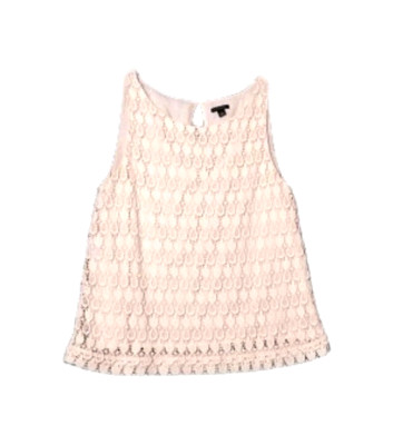 ANN TAYLOR Crochet Sleeveless Top Sz Large Lt Orange Pineapple Overlay Peach