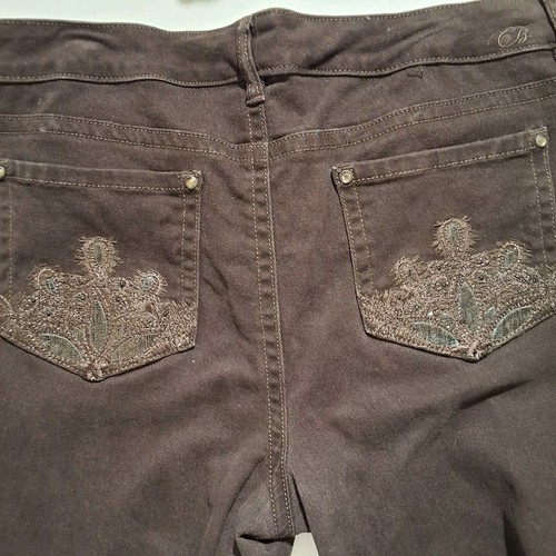 Code Blue Chocolate Brown Gwen Straight Leg Embrodered Back Pocket Jean Sz 14/31 - Picture 3 of 7