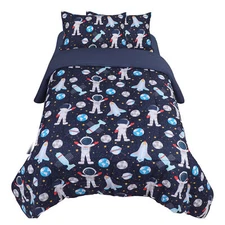 PiccoCasa 5Pcs Kids Bed Comforter Set Sapce Astronaut Design Full