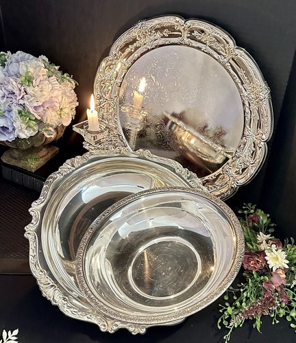 Silver Plated Serving Dishes Vintage Mixed Makers Silverplated Decorative Trays* - Picture 5 of 10
