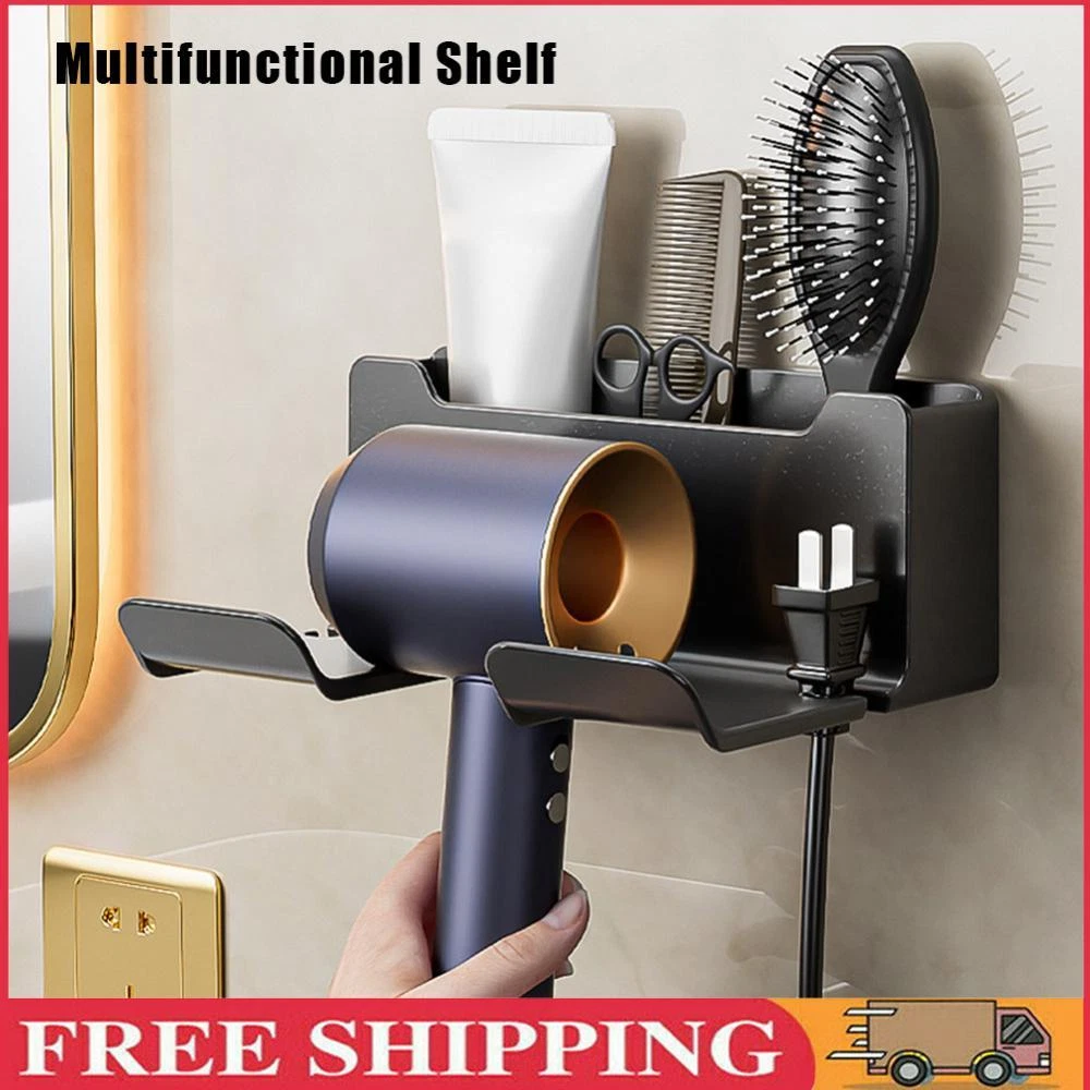 No Drill Hair Dryer Holder Wall Mounted Hair Tool Organizer for
