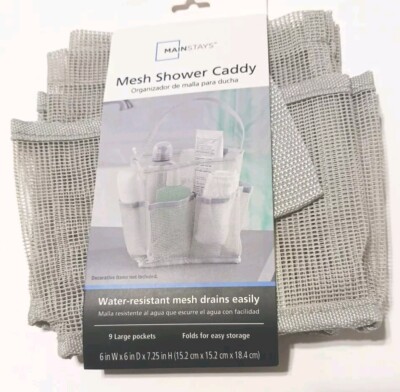 New 9 Pocket Quick Dry Gray Mesh Shower Caddy Organizer