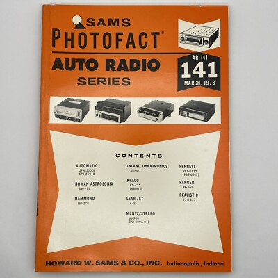 #ad Sams Photofact Auto Radio Series Vol 141 March 1973 AR 141 Hammond Lear Jet $9.95