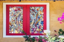 3D Color Blocky A82 Window Film Print Sticker Cling Stained Glass UV Sinsin