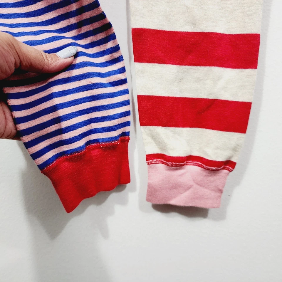 Pijama Hanna Andersson Niñas Talla 10 Rosa Azul Rojo Rayas Parches Largos Arco Iris Foto 4 de 4