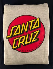 Vintage SANTA CRUZ SKATEBOARDS Dot Logo HOODIE Hooded Sweatshirt DOGTOWN BONES