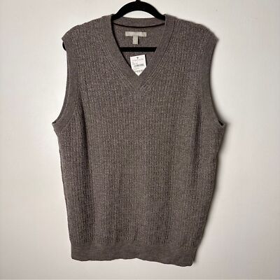 Nordstrom Extra Fine Merino Cable Rib Knit Sweater Vest Rustic Brown Size XL NWT