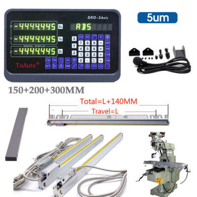 3 Axis Digital Readout DRO Display 5µm Linear Scale 6''+8''+12'' full Kit for Lathe
