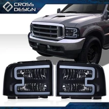 Super Duty Smoke LED DRL Headlights w/ Harness  Fit For 2005-07 Ford F250 - F550