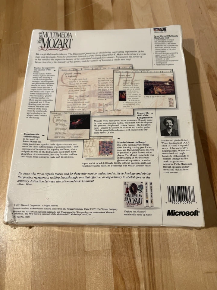 Vintage Microsoft 1993 Mozart CD-ROM The Dissonant Quartet Sealed NEW Big Box - Image 3 of 3