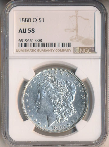 1880-O MORGAN SILVER DOLLAR **NGC CERTIFIED AU 58** FREE SHIPPING!!