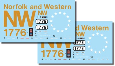 O119L - Norfolk and Western Bicentennial Locomotive 1776 DECALS ...