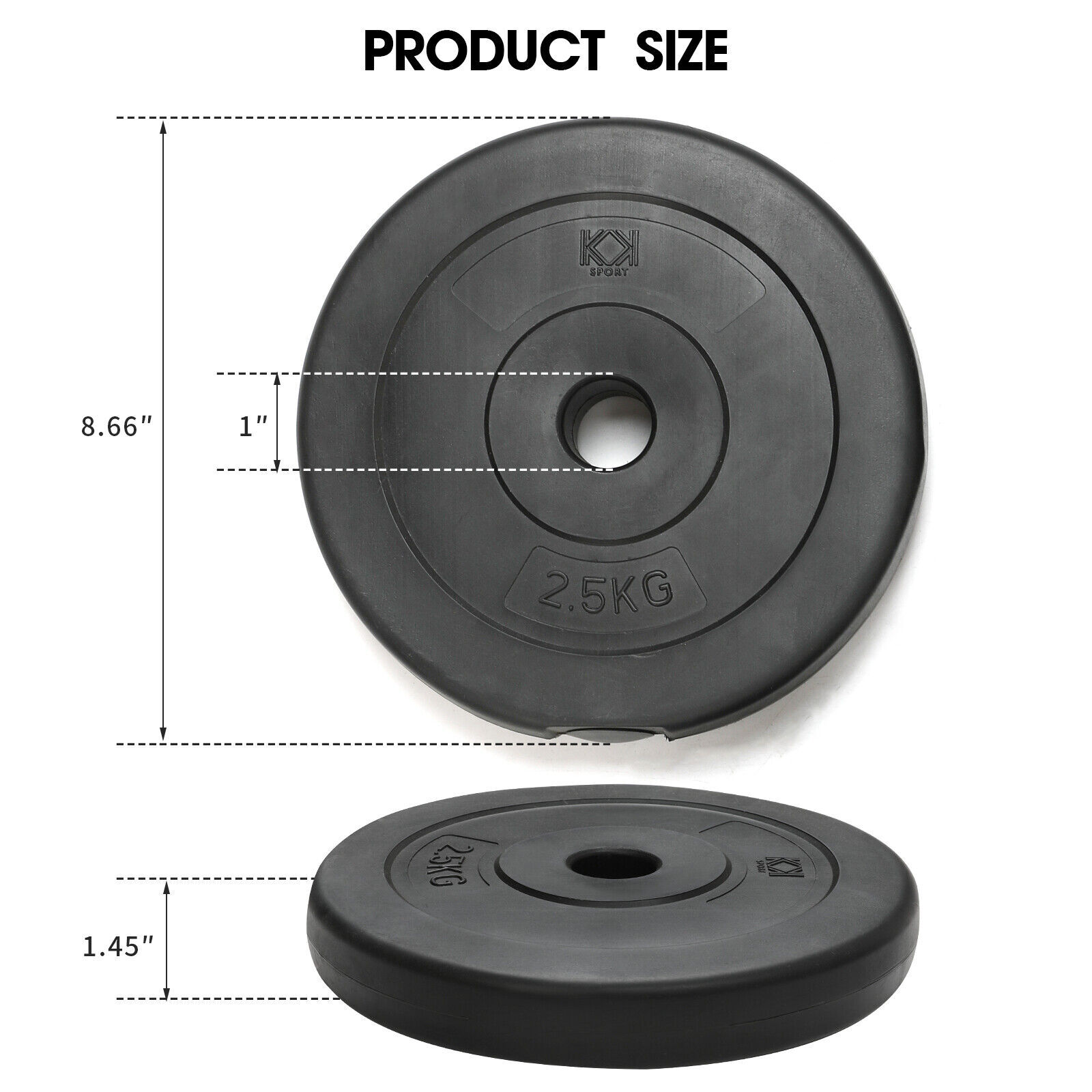 2 pack of Weight Plates Black 1'' Vinyl Dumbbell Plates Barbell Weight