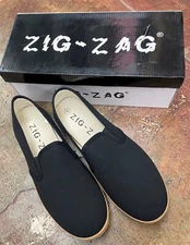 Zig Zag Wino Shoes-Black Slip-On * Tan Sole -7206BK