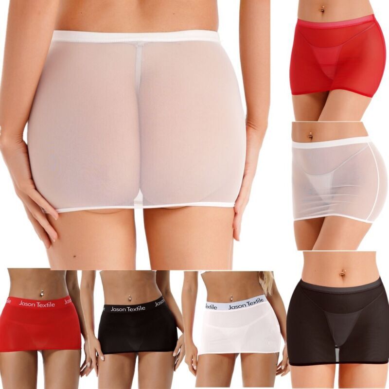 Women See Through Sheer Mesh Mini Skirt Nightclub Sexy Tight