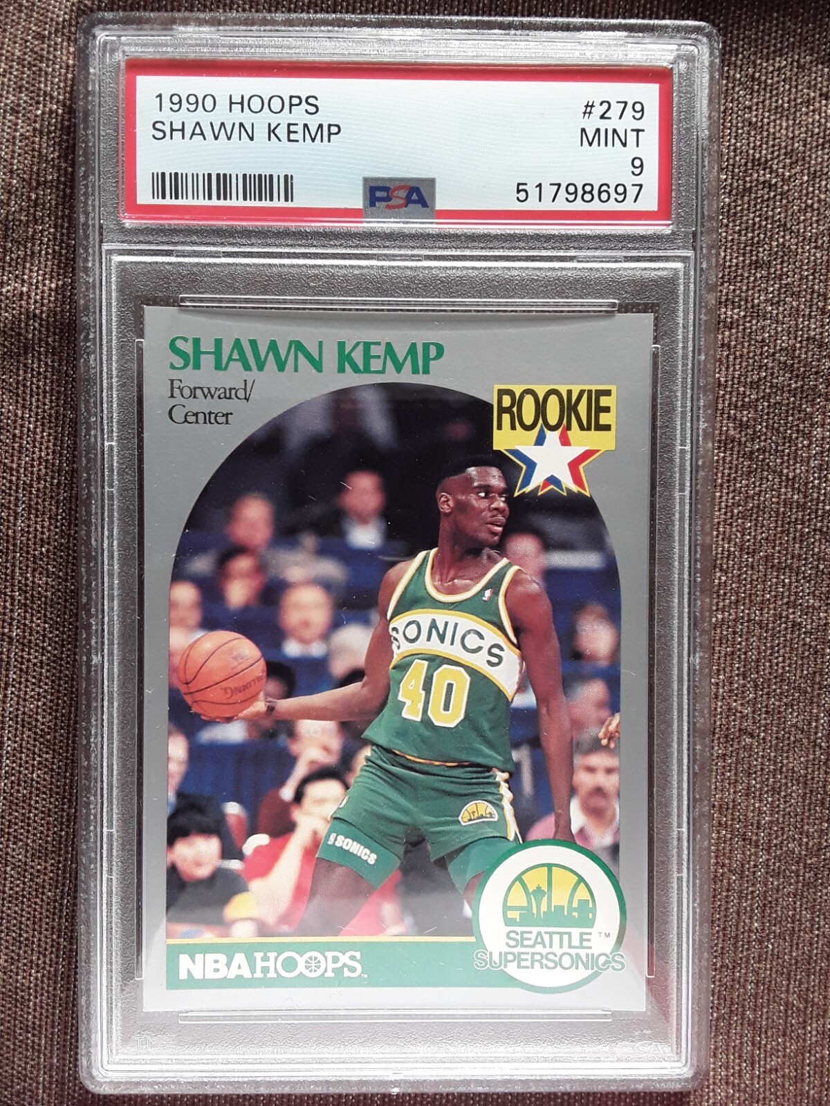1990 Hoops Shawn Kemp RC Rookie Basketball Card #279  Supersonics PSA 9 Mint