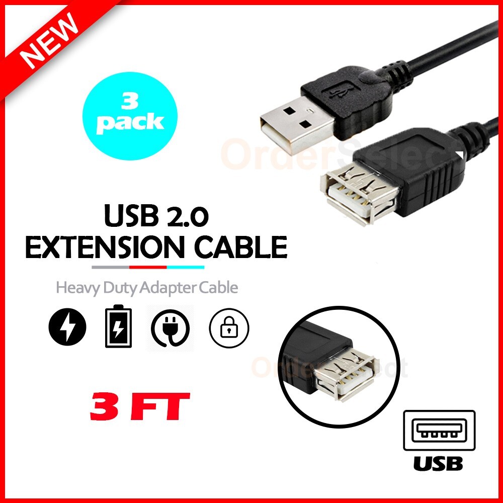 3X USB 3' Extension Cord Rapid Charger for Samsung Galaxy S24 / S24+ / S24 FE