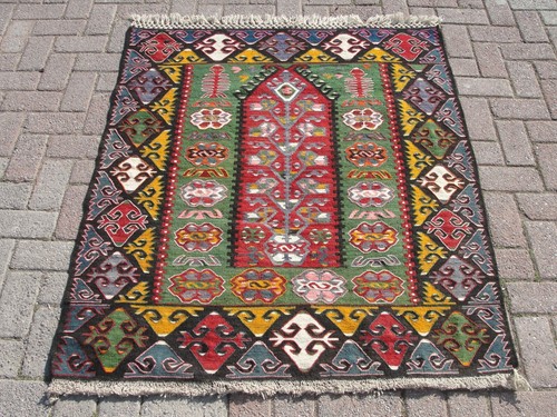 3x5 Turkish Kilim Rug – Handmade Geometric Design Rugs for Living Room