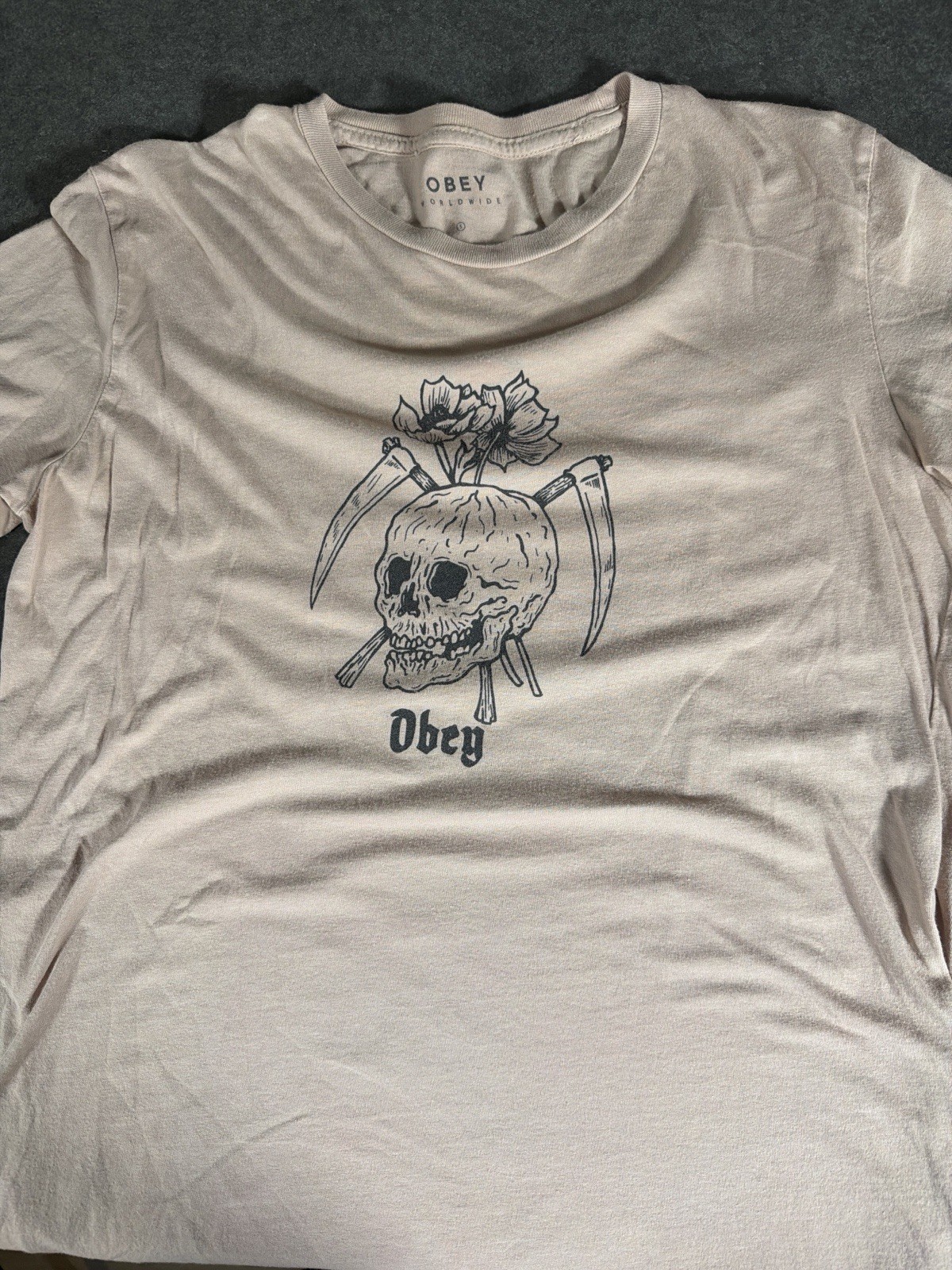 Obey Women’s Small T Shirt Skull Flowers