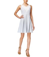 maison Jules Womens Crochet-Lace Fit & Flare Dress