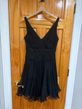 Tadashi Shoji Petite Black Silk Chiffon Cocktail Dress Empire Waist Size 10P