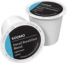 Solimo Decaf Breakfast Blend 100 Coffee Pods - Light Roast 100 Cups Exp: 12/2026