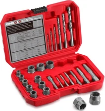 26-Piece Screw & Drill Bit Set, Multi-Spline & Bolt Extractors, Spiral Extractor