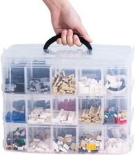 Crafts Storage Box with Adjustable Compartments Large Plastic Organizer for