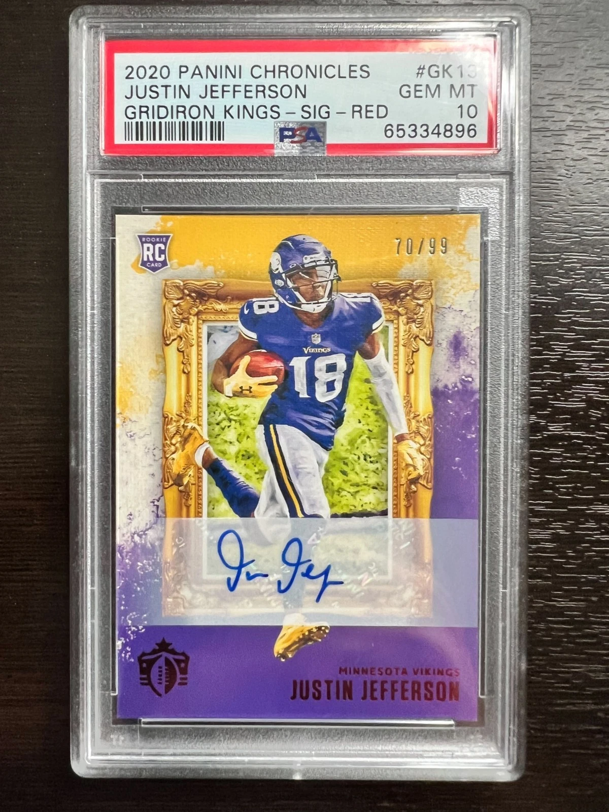 Justin Jefferson Panini Chronicles Gridiron Kings #GK13 Signature-Red