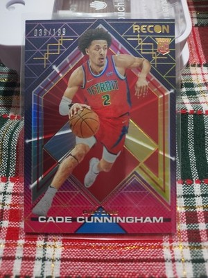 2021-22 Panini Recon Rookies Red /199 Cade Cunningham #202 Rookie RC Pistons