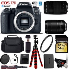 Canon EOS 77D DSLR Camera 18-135mm is USM Lens 75-300mm III Lensxible Tripod