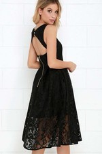 Lulu's Sweet Rhapsody Black Lace Midi Dress Medium