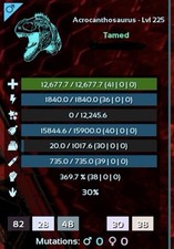 Ark Ascended PVE Acrocanthosaurus Level 225 &...