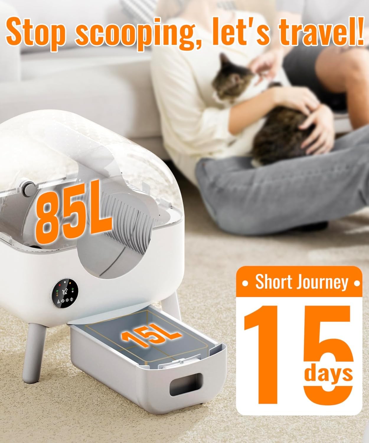 No Scoop/app Automatic Self-cleaning Litter Box -white