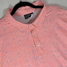 Sunday Swagger  Mens 3XL Polo Pink Splatter Print Performance Golf Polo
