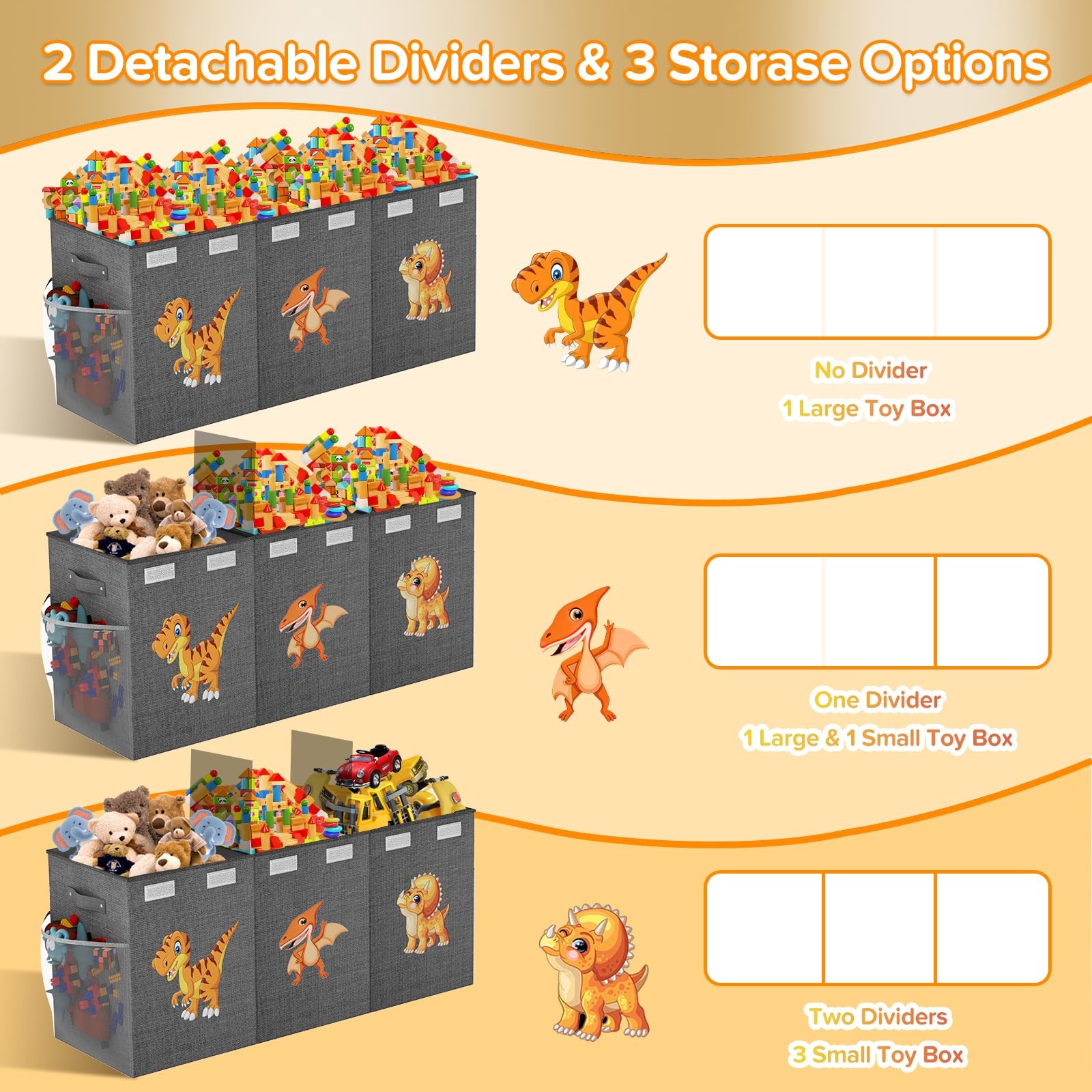 Extra Large Toy Box Chest, Collapsible Sturdy Toy Storage Organizer Boxes Bin...