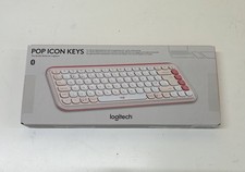 Image of Logitech POP ICON KEYS Wireless Bluetooth Keyboard Rose Quiet Typing Scooped