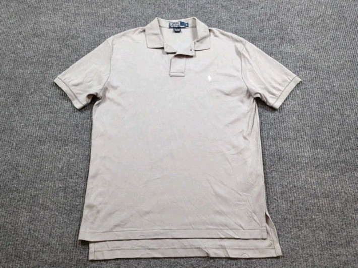 Polo Ralph Lauren camicia uomo grigio medio cotone manica corta pony golf business