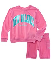 New Balance 2Pc Fleece Pullover  Bike Short Set