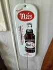 VINTAGE ADVERTISING  MA'S ROOT BEER SODA     TIN WALL THERMOMETER C-572