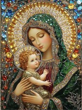 5D Diamond Art Kits for Adults Beginners,Holy Mother and Son DIY Full Round Dril