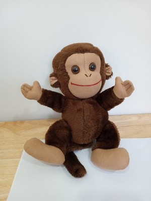 Vtg 1974 Dakin Stuffed Chimp Monkey Animal Dark Brown Smiling 