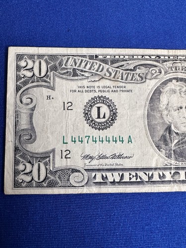 20$ Note 1993 San Francisco NEAR SOLID 44744444 / Fancy Series - Picture 4 of 8