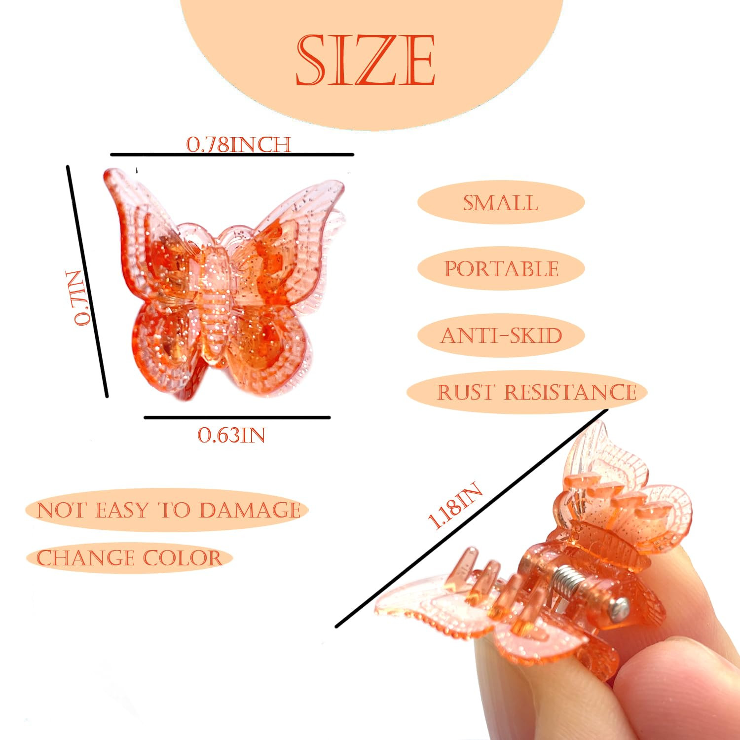 Mini Butterfly Hair Claw Clips, Glitter Hair Clips Claw,Small Hair Clips,Sparkly