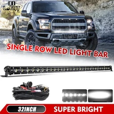 Slim 32" LED Light Bar Grill Bumper Spot Foold +Wiring For 2017-20 Ford Raptor