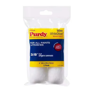 Purdy 140606042 4'' Paint Roller Cover, 3/8'' Nap, Woven Dralon, 2 Pk