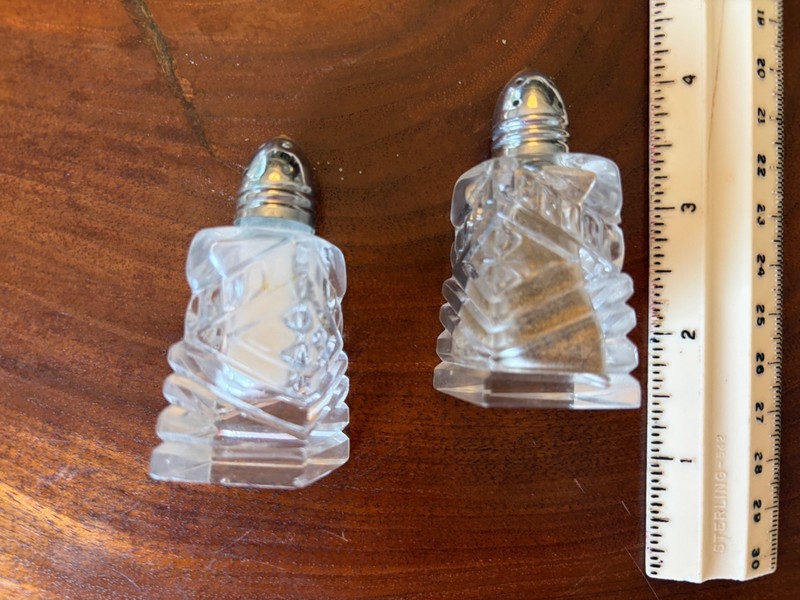 Vintage Cut Glass Salt and Pepper Shakers 2 1/2 Inches Tall