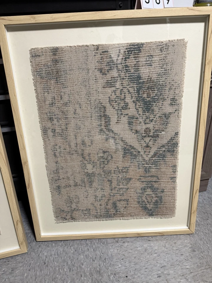 Umbral - Juego de 2 arte de pared con marco de tela texturizada 24"x30” arpillera abstracta boho Foto 4 de 4